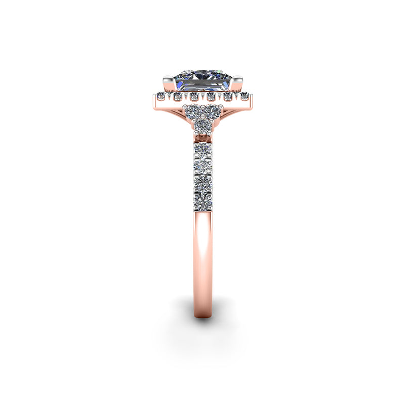 ROSA - Princess Cut Engagement Ring with Diamond Halo in Rose Gold - HEERA DIAMONDS