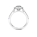 GIGI - Radiant Cut Engagement Ring with Halo and Diamond Shoulders in Platinum - HEERA DIAMONDS