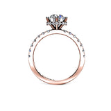 CECILIA - Round Brilliant Engagement ring with Diamond Shoulders in Rose Gold - HEERA DIAMONDS