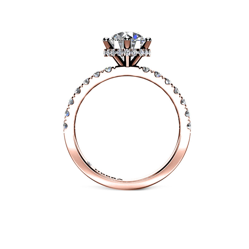 CECILIA - Round Brilliant Engagement ring with Diamond Shoulders in Rose Gold - HEERA DIAMONDS