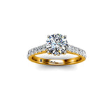 CLAUDIA - Round Brilliant Engagement ring with Diamond Shoulders in Yellow Gold - HEERA DIAMONDS