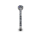 CLAUDIA - Round Brilliant Engagement ring with Diamond Shoulders in Platinum - HEERA DIAMONDS