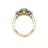 VERDUM - Round Brilliant Trilogy Engagement Ring with Diamond Shoulders in Yellow Gold - HEERA DIAMONDS