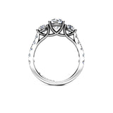 VERDUM - Round Brilliant Trilogy Engagement Ring with Diamond Shoulders in Platinum - HEERA DIAMONDS
