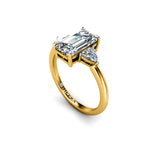 ORCHID - Emerald and Trillions Trilogy Engagement Ring in Yellow Gold - HEERA DIAMONDS