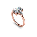 ORCHID - Emerald and Trillions Trilogy Engagement Ring in Rose Gold - HEERA DIAMONDS