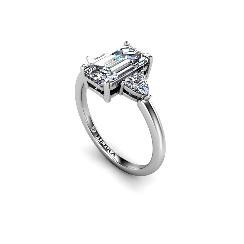 ORCHID - Emerald and Trillions Trilogy Engagement Ring in Platinum - HEERA DIAMONDS