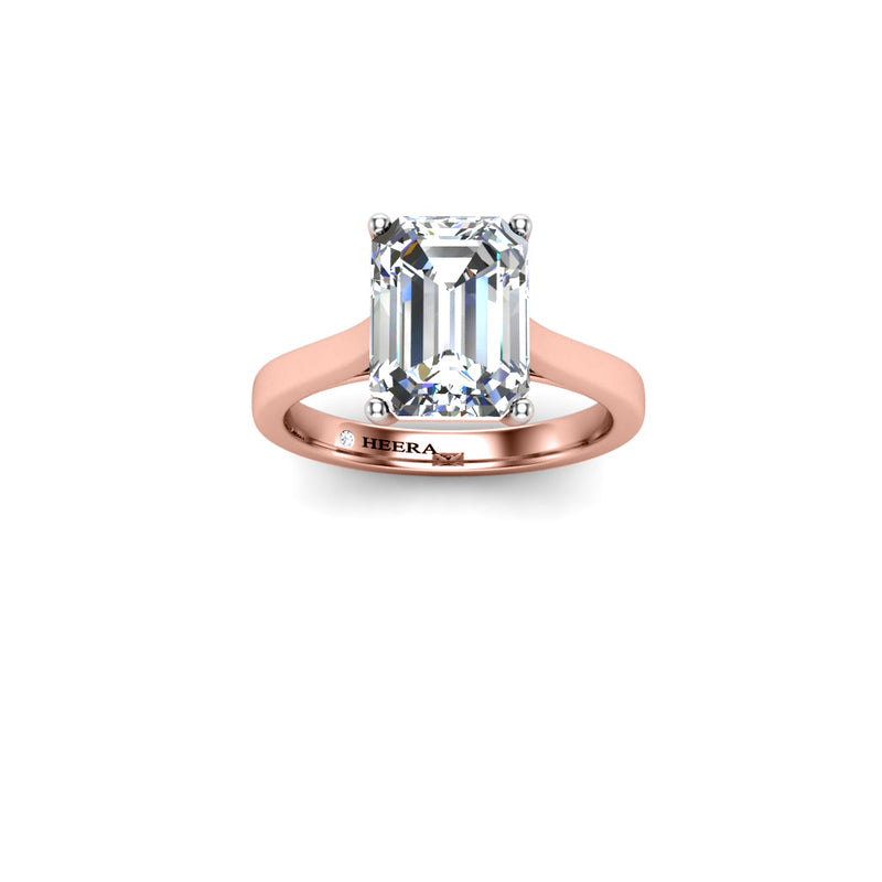 KENDALL - Emerald Cut Diamond Solitaire Engagement Ring in Rose Gold - HEERA DIAMONDS