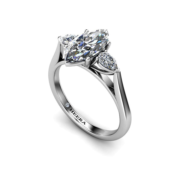 HUMBLEBEE - Marquise and Pears Trilogy Engagement Ring in Platinum - HEERA DIAMONDS