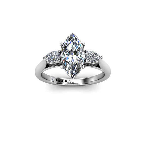 HUMBLEBEE - Marquise and Pears Trilogy Engagement Ring in Platinum - HEERA DIAMONDS