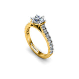 DALILA - Round Brilliant Engagement ring with Diamond Shoulders in Yellow Gold - HEERA DIAMONDS