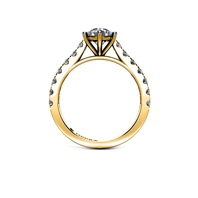 DALILA - Round Brilliant Engagement ring with Diamond Shoulders in Yellow Gold - HEERA DIAMONDS