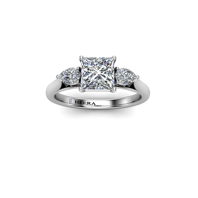 CERISE - Princess and Pears Trilogy Engagement Ring in Platinum - HEERA DIAMONDS