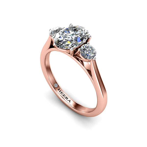 SCARLET - Oval and Rounds Trilogy Engagement Ring in Rose Gold - HEERA DIAMONDS