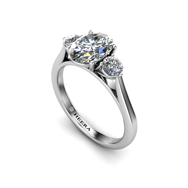 SCARLET - Oval and Rounds Trilogy Engagement Ring in Platinum - HEERA DIAMONDS