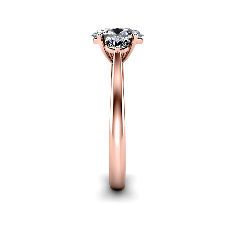 SCARLET - Oval and Rounds Trilogy Engagement Ring in Rose Gold - HEERA DIAMONDS