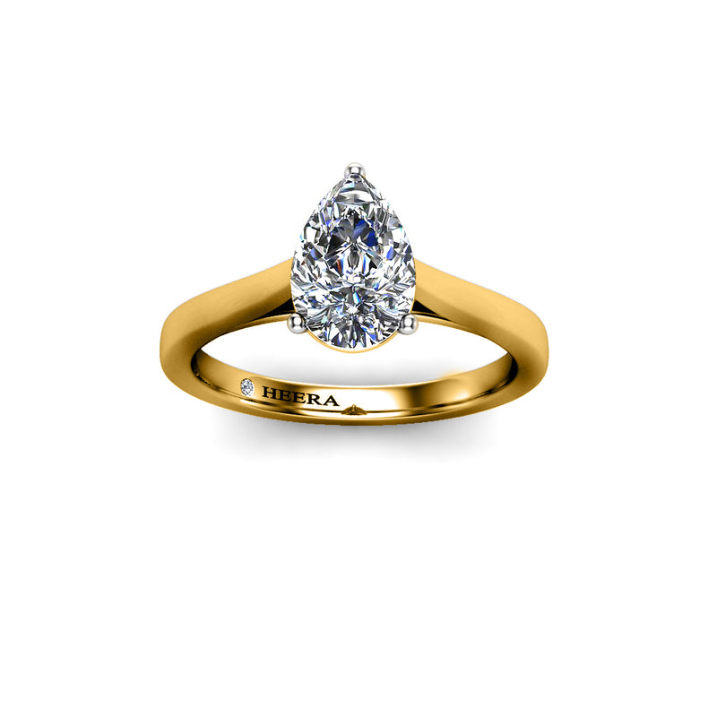 LAUREN - Pear Cut Diamond Solitaire Engagement Ring in Yellow Gold - HEERA DIAMONDS