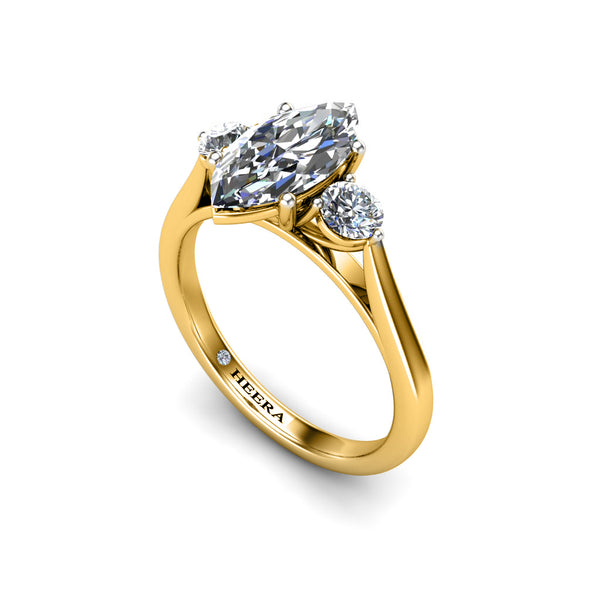 HONEY - Marquise and Rounds Trilogy Engagement Ring in Yellow Gold - HEERA DIAMONDS
