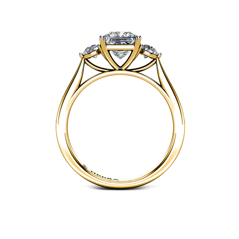 FLAMINGO - Princess and Rounds Trilogy Engagement Ring in Yellow Gold - HEERA DIAMONDS