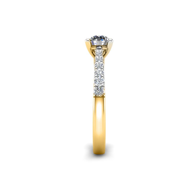DAISY - Round Brilliant Engagement ring with Diamond Shoulders in Yellow Gold - HEERA DIAMONDS