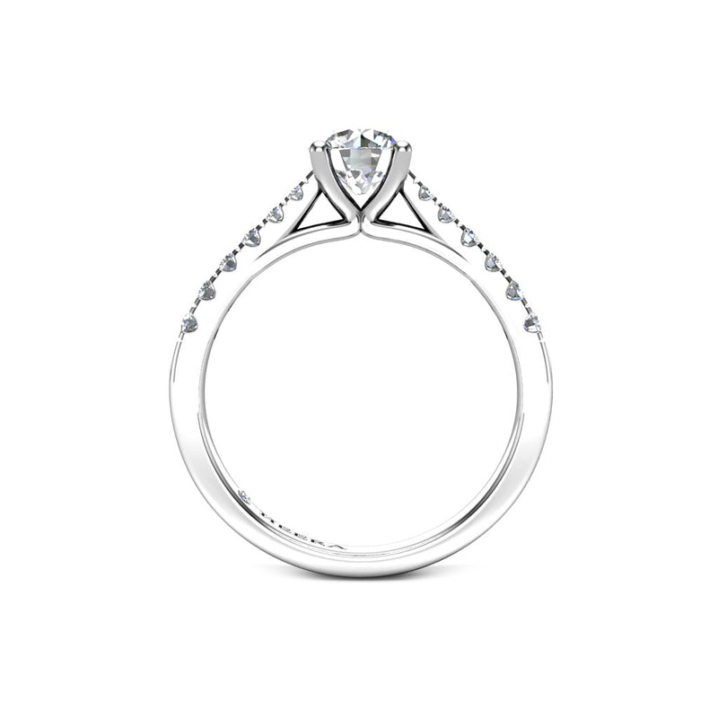 DAISY - Round Brilliant Engagement ring with Diamond Shoulders in Platinum - HEERA DIAMONDS