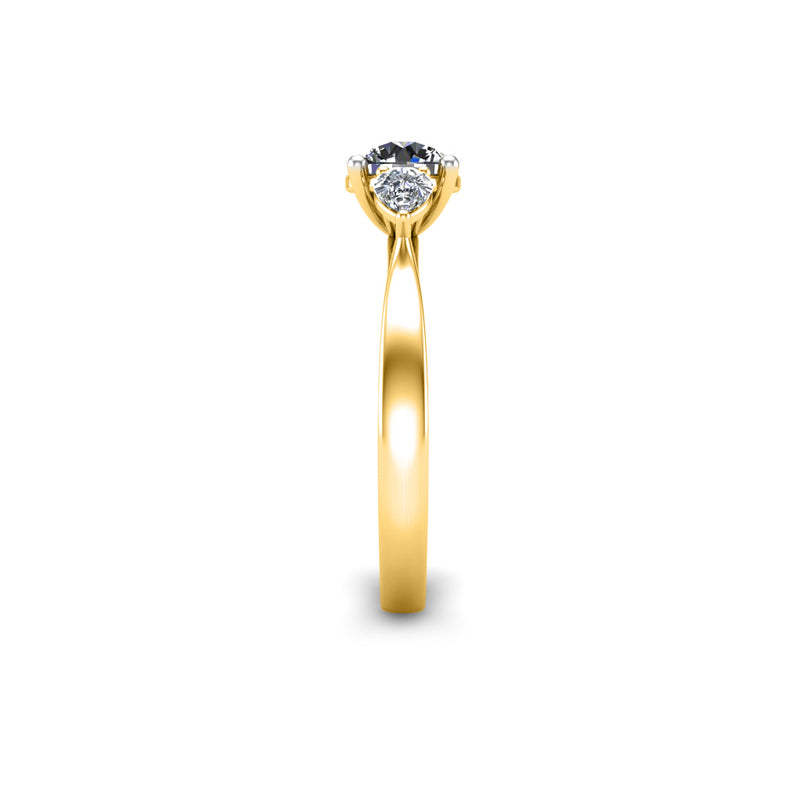 SEA - Round Brilliant and Pears Trilogy Engagement Ring in Yellow Gold - HEERA DIAMONDS