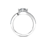 CINTHIA - Cushion Diamond Engagement ring with Tie Diamond Shoulders in Platinum - HEERA DIAMONDS