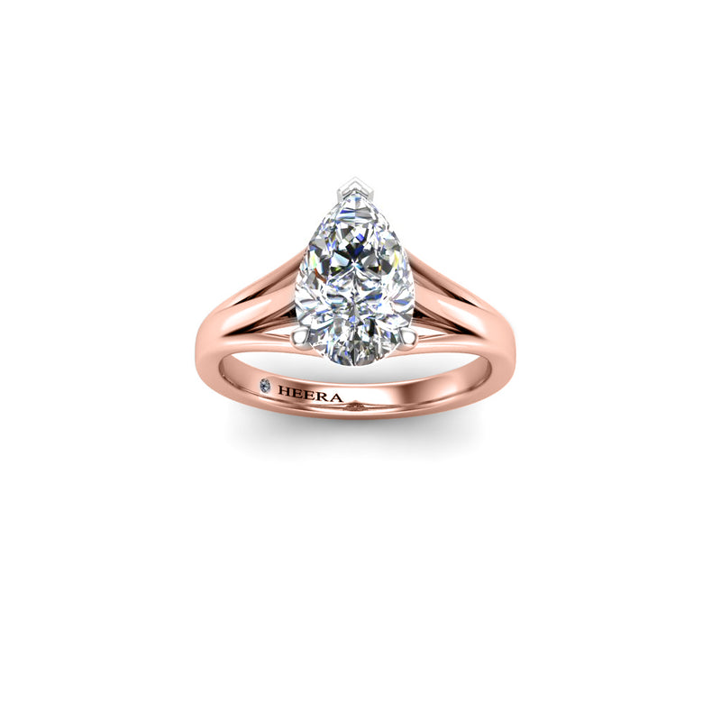 SKYLAR - Pear Cut Diamond Solitaire Engagement Ring in Rose Gold - HEERA DIAMONDS