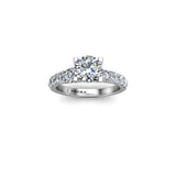 ALISON - Round Brilliant Engagement ring with Diamond Shoulders in Platinum - HEERA DIAMONDS