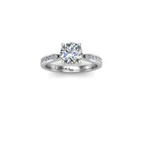 REBECA - Round Brilliant Engagement ring with Diamond Shoulders in Platinum - HEERA DIAMONDS