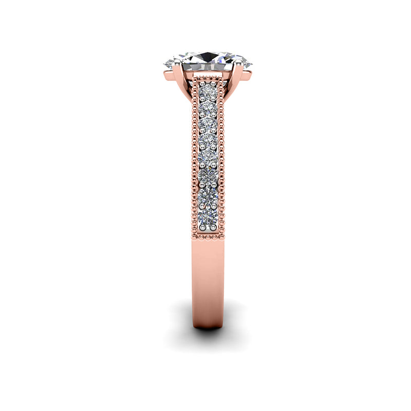 ELBA - Oval Diamond Engagement ring with Diamond Shoulders in Rose Gold - HEERA DIAMONDS