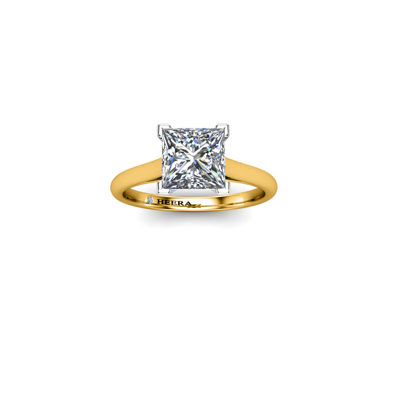 PERRINE - Princess Cut Diamond Solitaire Engagement Ring in Yellow Gold - HEERA DIAMONDS