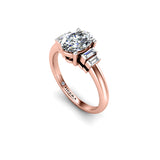 CANDY - Oval and Baguettes Trilogy Engagement Ring in Rose Gold - HEERA DIAMONDS