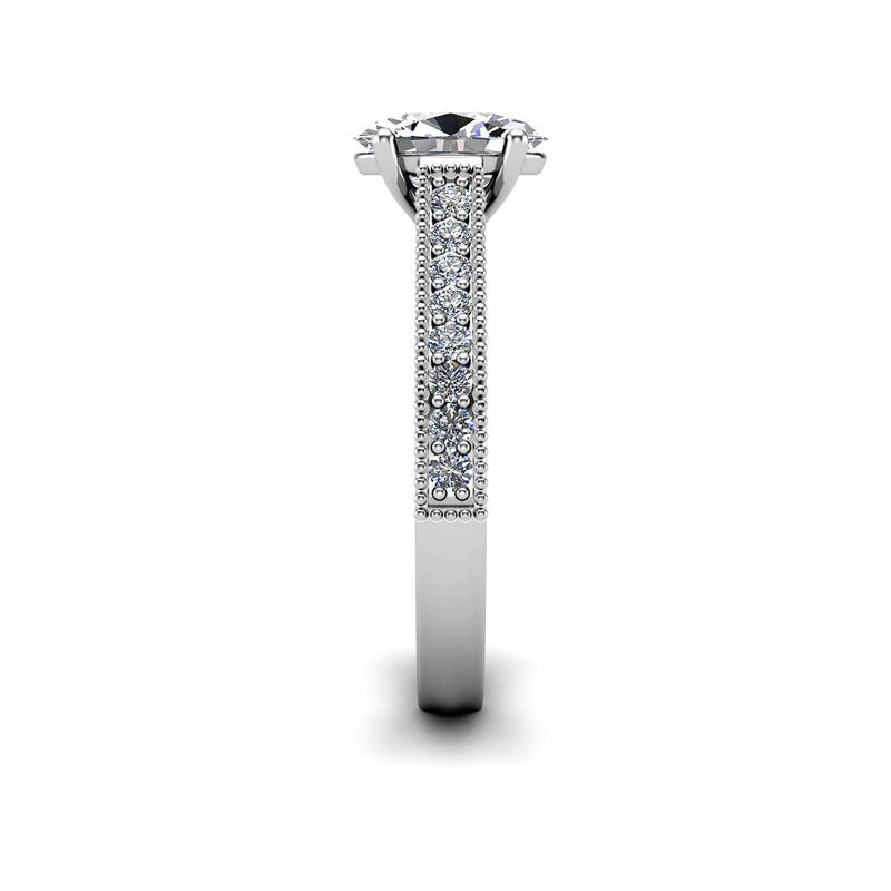 ELBA - Oval Diamond Engagement ring with Diamond Shoulders Platinum - HEERA DIAMONDS