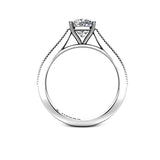 NESSA - Cushion Diamond Engagement ring with Milgrain Set Diamond Shoulders in Platinum - HEERA DIAMONDS