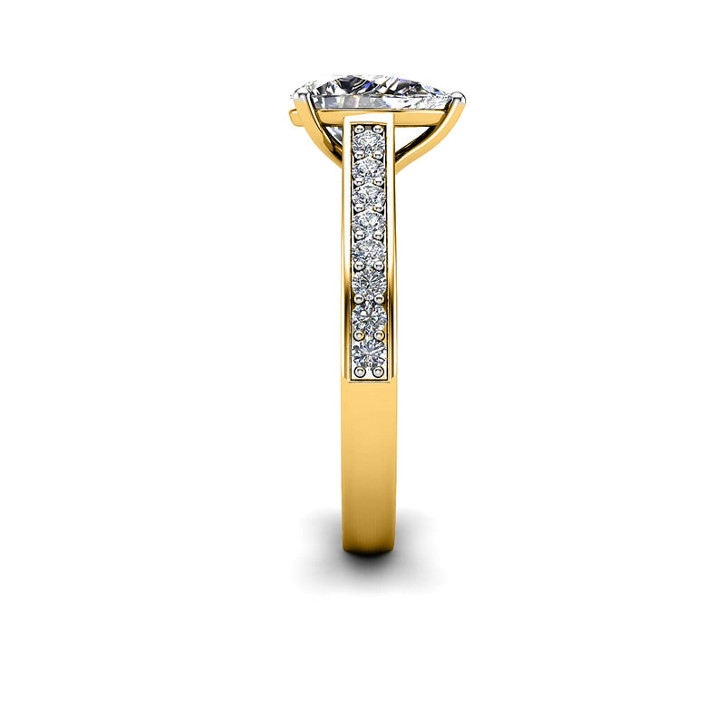 NOEMI - Pear Diamond Engagement ring with Diamond Shoulders in Yellow Gold - HEERA DIAMONDS
