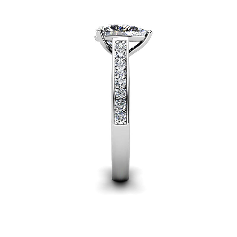 NOEMI - Pear Diamond Engagement ring with Diamond Shoulders Platinum - HEERA DIAMONDS