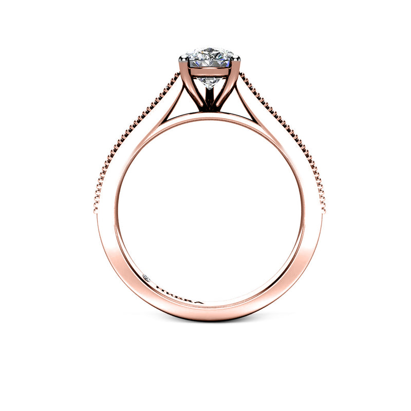 KATHY - Pear Diamond Engagement ring with Diamond Shoulders in Rose Gold - HEERA DIAMONDS