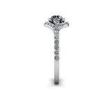 LUAN - Round Brilliant Engagement Ring with Diamond Halo and Shoulders in Platinum - HEERA DIAMONDS