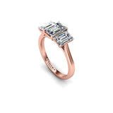 RASIN II - Emeralds Trilogy Engagement Ring in Rose Gold - HEERA DIAMONDS