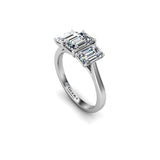 RASIN II - Emeralds Trilogy Engagement Ring in Platinum - HEERA DIAMONDS