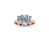 RASIN II - Emeralds Trilogy Engagement Ring in Rose Gold - HEERA DIAMONDS