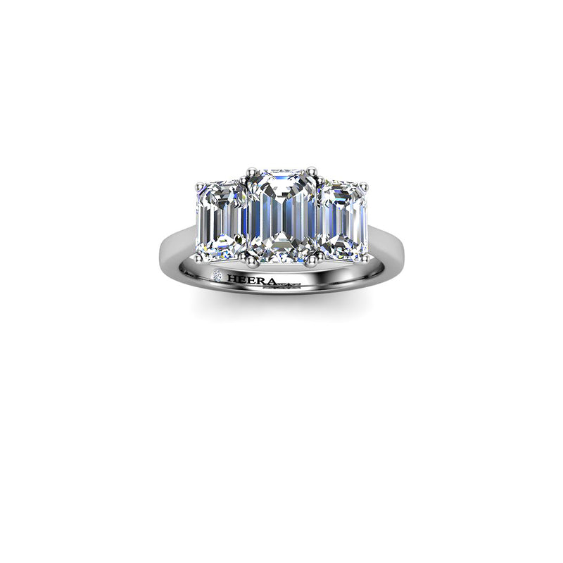 RASIN II - Emeralds Trilogy Engagement Ring in Platinum - HEERA DIAMONDS