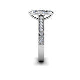 CLEO - Emerald Diamond Engagement ring with Milgrain Shoulders in Platinum - HEERA DIAMONDS