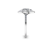 NATALIE - Pear Cut Engagement Ring with Diamond Halo and Shoulders in Platinum - HEERA DIAMONDS
