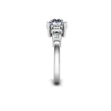 MAY - Round Brilliant and Emeralds Trilogy Engagement Ring in Platinum - HEERA DIAMONDS
