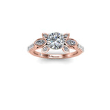 CHARO - Round Brilliant Engagement ring with Diamond Shoulders in Rose Gold - HEERA DIAMONDS