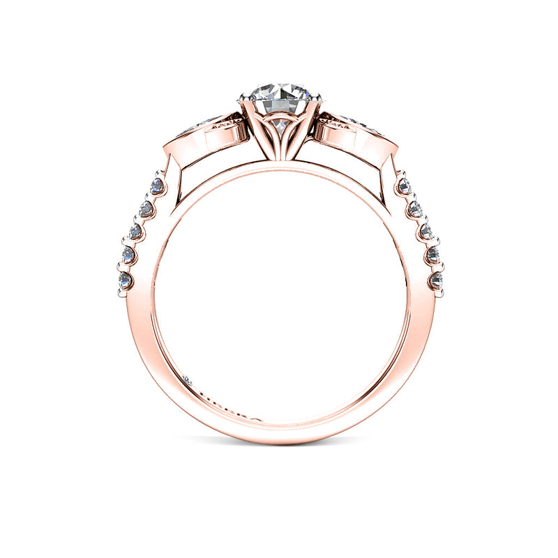 CHARO - Round Brilliant Engagement ring with Diamond Shoulders in Rose Gold - HEERA DIAMONDS