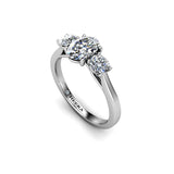 AMARANTH - Oval and Rounds Trilogy Engagement Ring in Platinum - HEERA DIAMONDS
