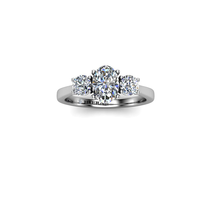 AMARANTH - Oval and Rounds Trilogy Engagement Ring in Platinum - HEERA DIAMONDS